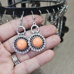 Paparazzi Silver and Orange Statement Earrings
